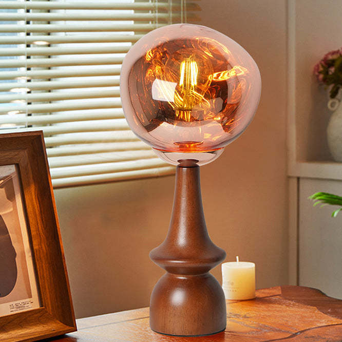 Scandinavian Lava Solid Wood Acrylic Table Lamp — Smoke Dark Blue / 220V-240V For UK/AU