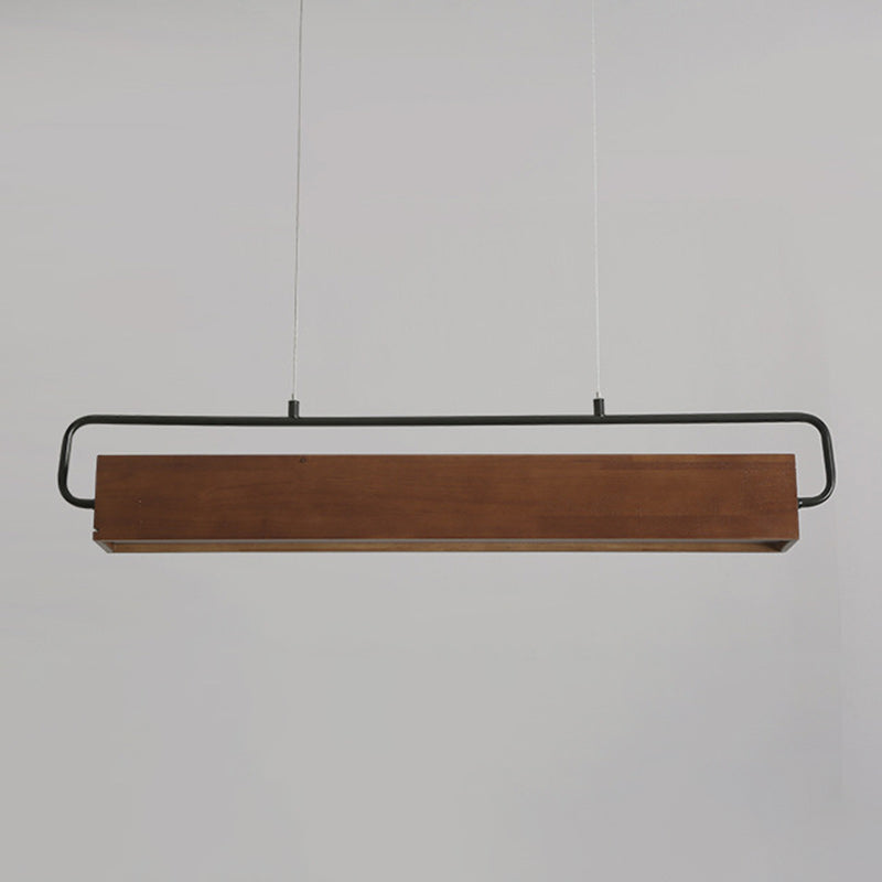 Chinese Cuboid Solid Wood Acrylic Iron LED Island Chandelier