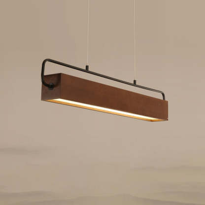 Chinese Cuboid Solid Wood Acrylic Iron LED Island Chandelier