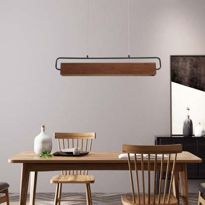 Chinese Cuboid Solid Wood Acrylic Iron LED Island Chandelier