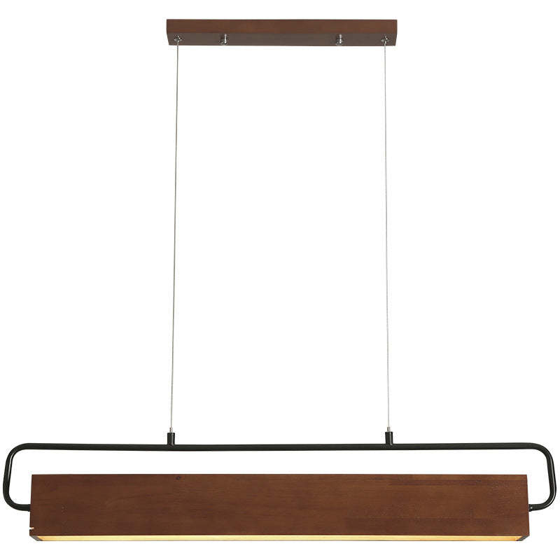 Chinese Cuboid Solid Wood Acrylic Iron LED Island Chandelier