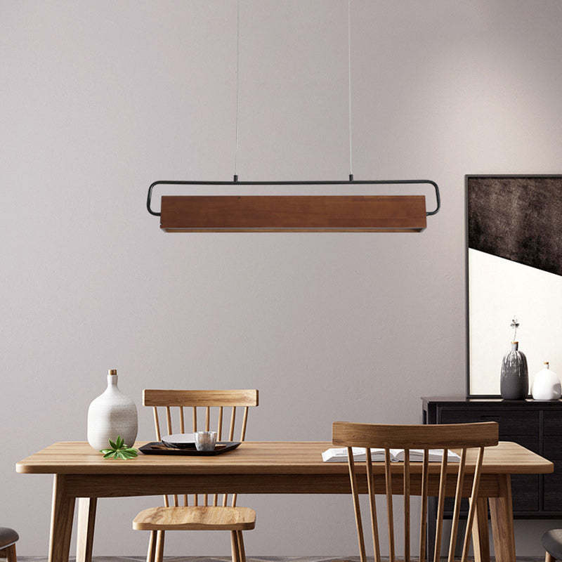 Chinese Cuboid Solid Wood Acrylic Iron LED Island Chandelier