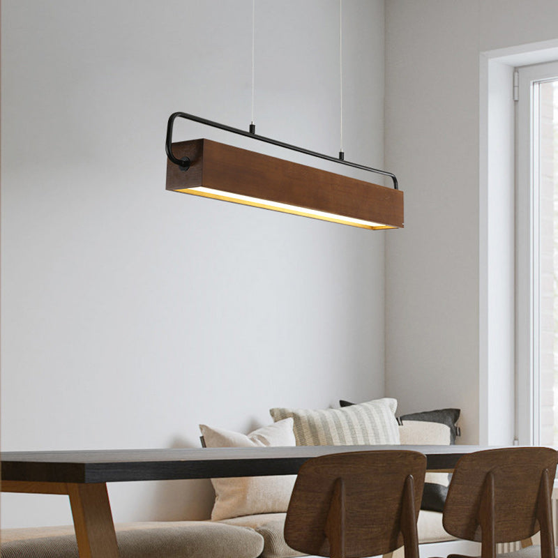 Chinese Cuboid Solid Wood Acrylic Iron LED Island Chandelier
