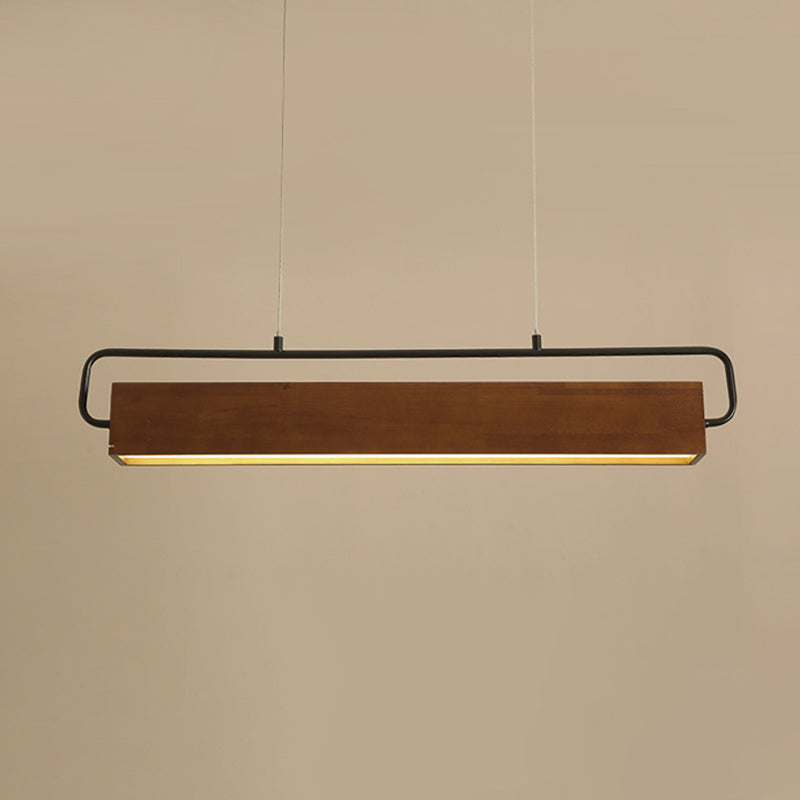 Chinese Cuboid Solid Wood Acrylic Iron LED Island Chandelier