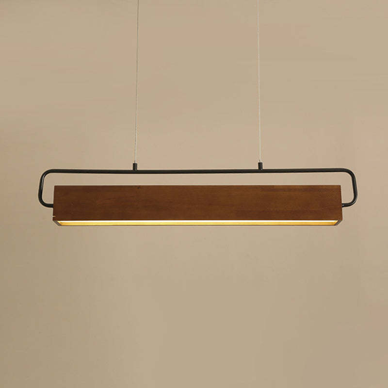 Chinese Cuboid Solid Wood Acrylic Iron LED Island Chandelier