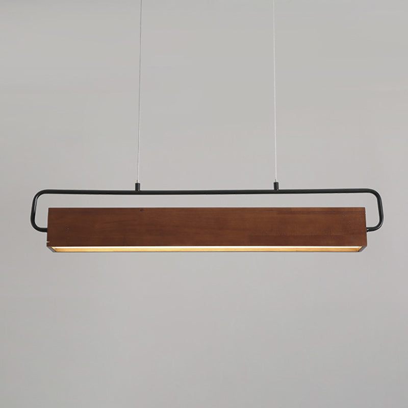 Chinese Cuboid Solid Wood Acrylic Iron LED Island Chandelier