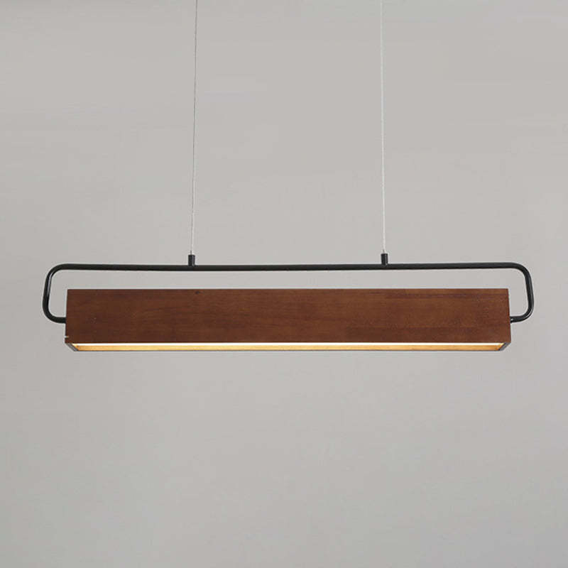 Chinese Cuboid Solid Wood Acrylic Iron LED Island Chandelier