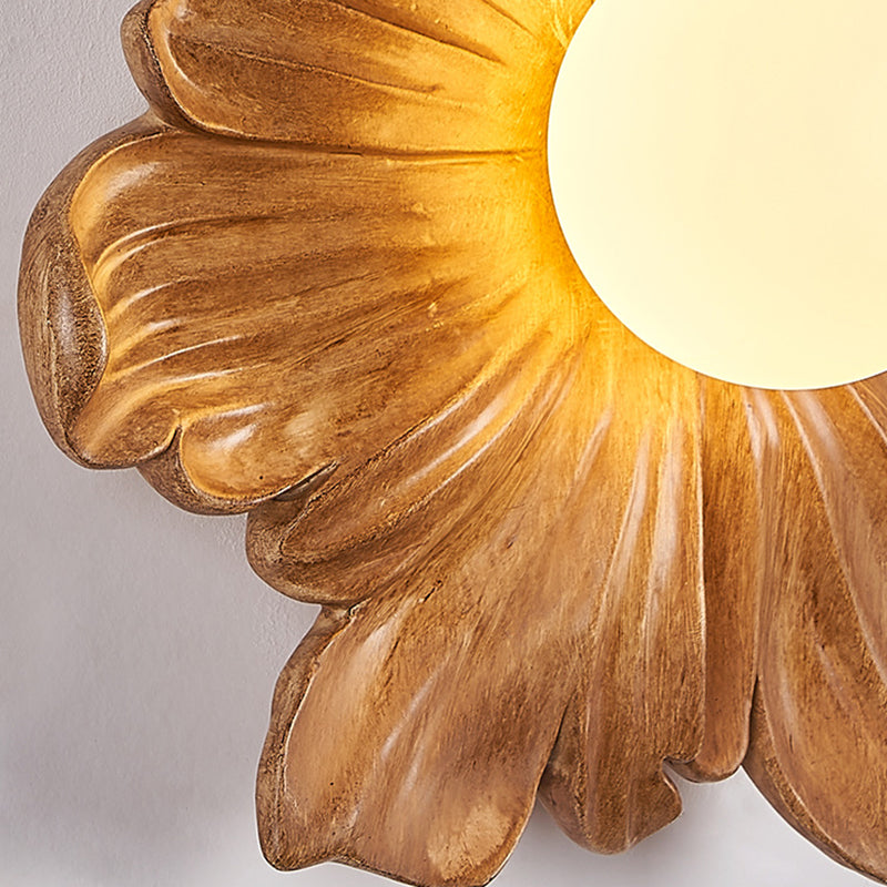 Japanese Floral Resin Orb 1-Light Semi-Flush Ceiling Light