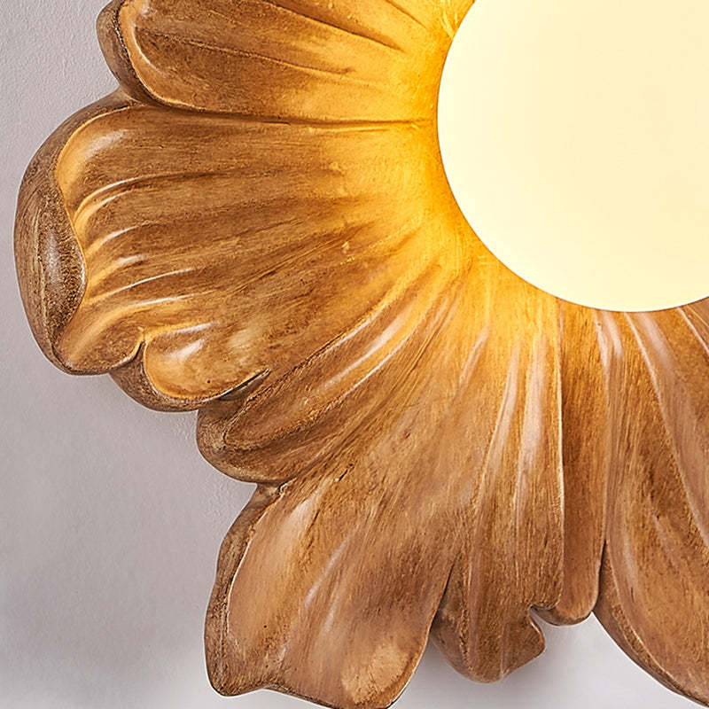 Japanese Floral Resin Orb 1-Light Semi-Flush Ceiling Light
