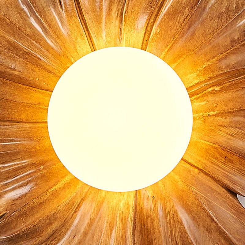 Japanese Floral Resin Orb 1-Light Semi-Flush Ceiling Light