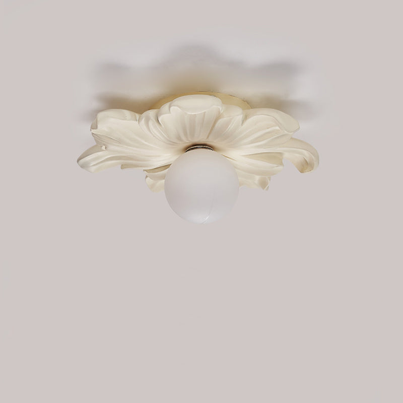 Japanese Floral Resin Orb 1-Light Semi-Flush Ceiling Light