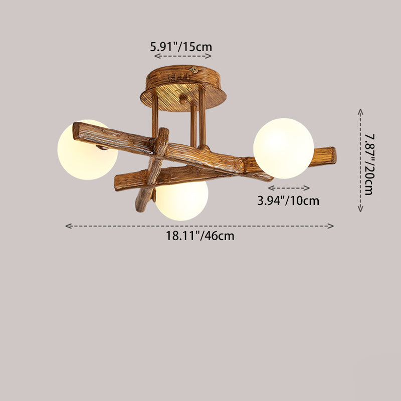 Japanese Branch Dome Orb Ceiling Light