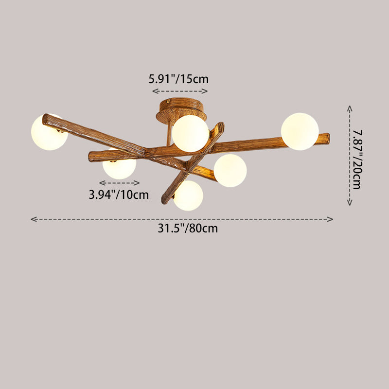 Japanese Branch Dome Orb Ceiling Light