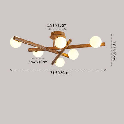 Japanese Branch Dome Orb Ceiling Light