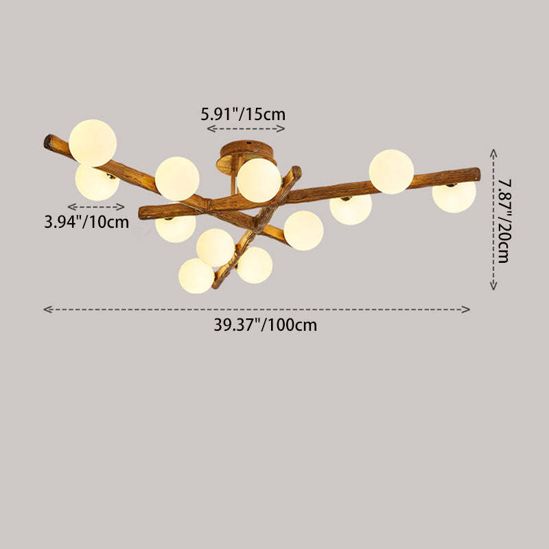 Japanese Branch Dome Orb Ceiling Light