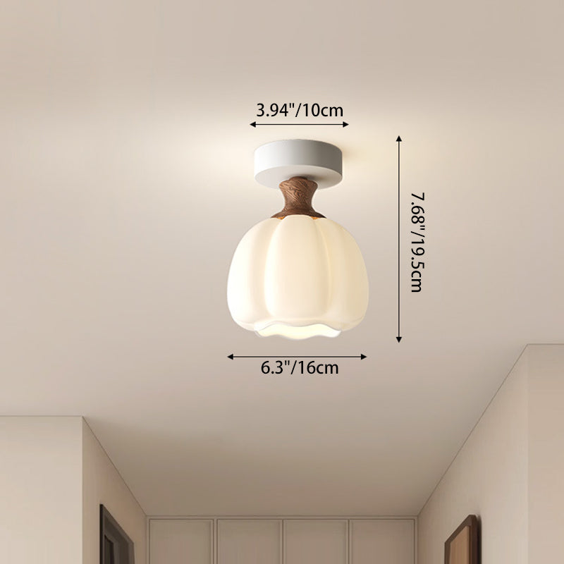 French Glass Semicircle 1-Light Ceiling Light