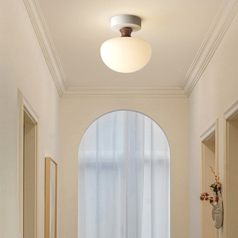 French Glass Semicircle 1-Light Ceiling Light