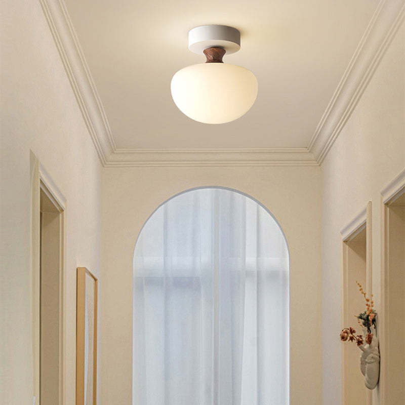French Glass Semicircle 1-Light Ceiling Light