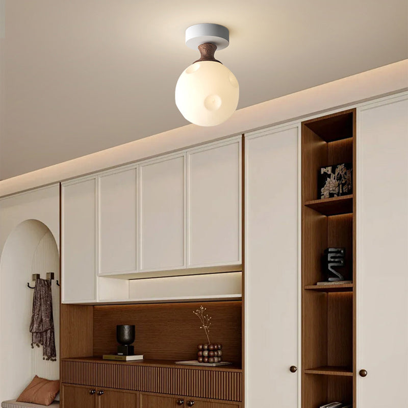 French Glass Semicircle 1-Light Ceiling Light