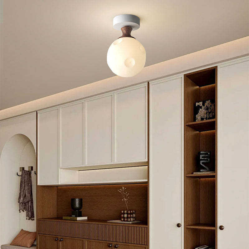 French Glass Semicircle 1-Light Ceiling Light