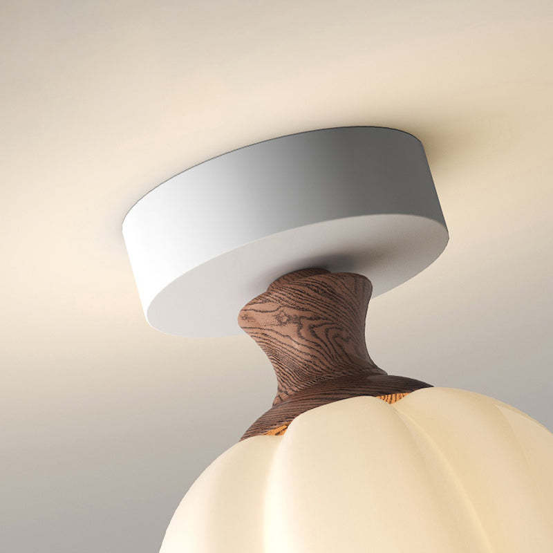 French Glass Semicircle 1-Light Ceiling Light