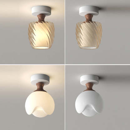French Glass Semicircle 1-Light Ceiling Light