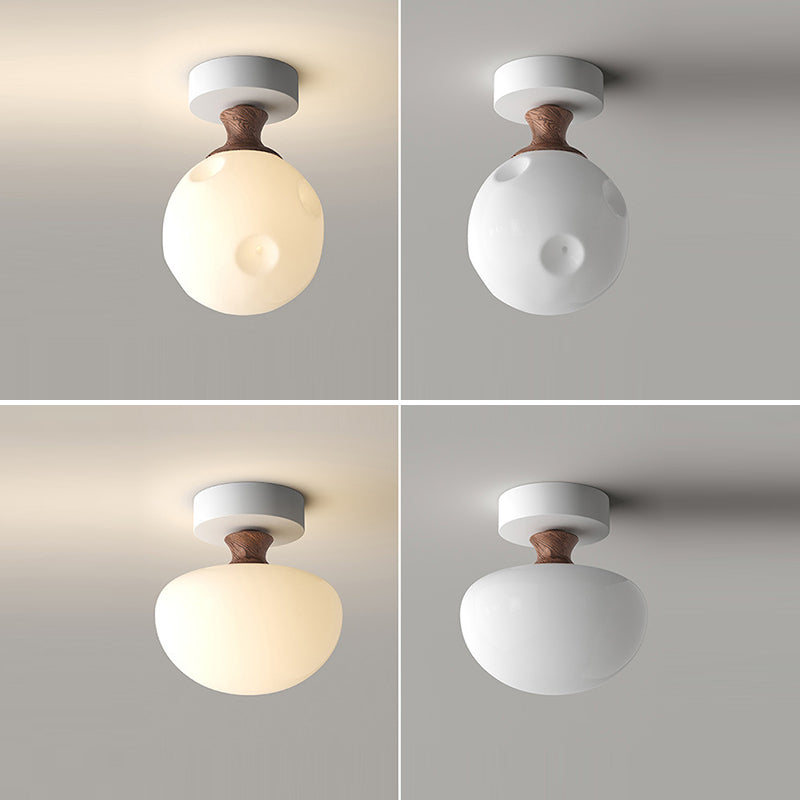 French Glass Semicircle 1-Light Ceiling Light