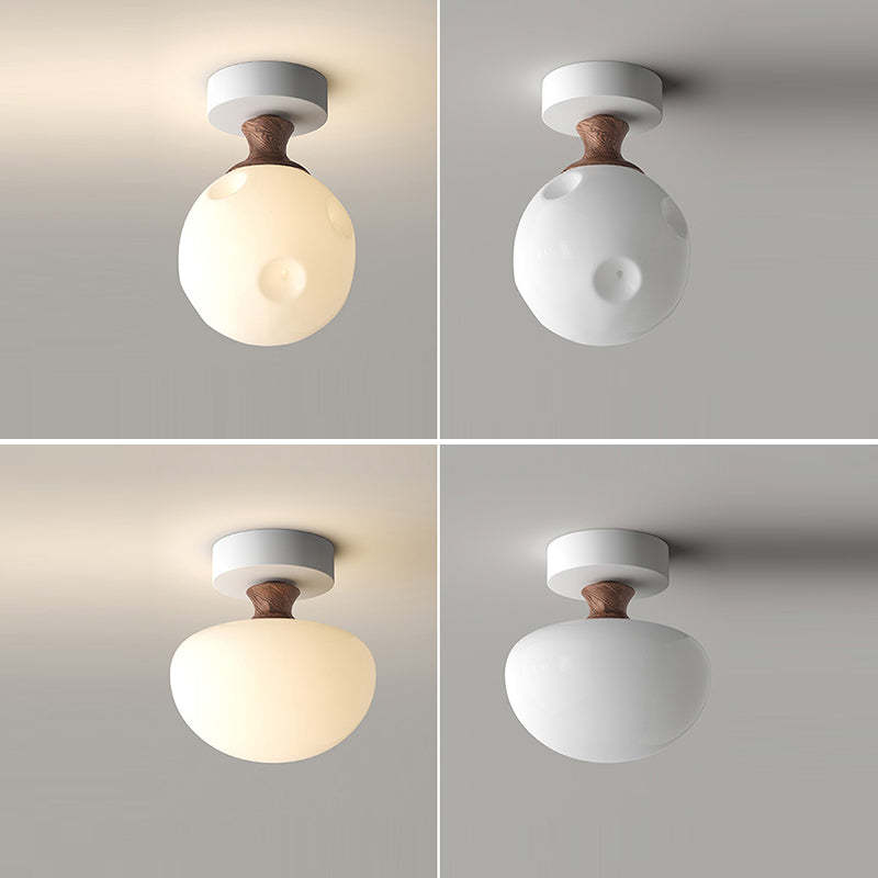 French Glass Semicircle 1-Light Ceiling Light