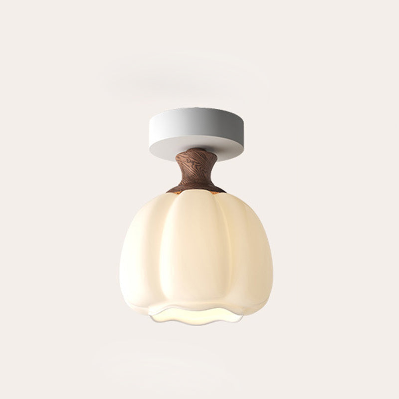 French Glass Semicircle 1-Light Ceiling Light