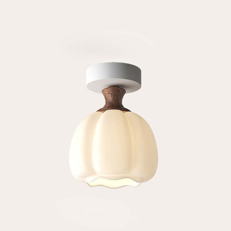 French Glass Semicircle 1-Light Ceiling Light