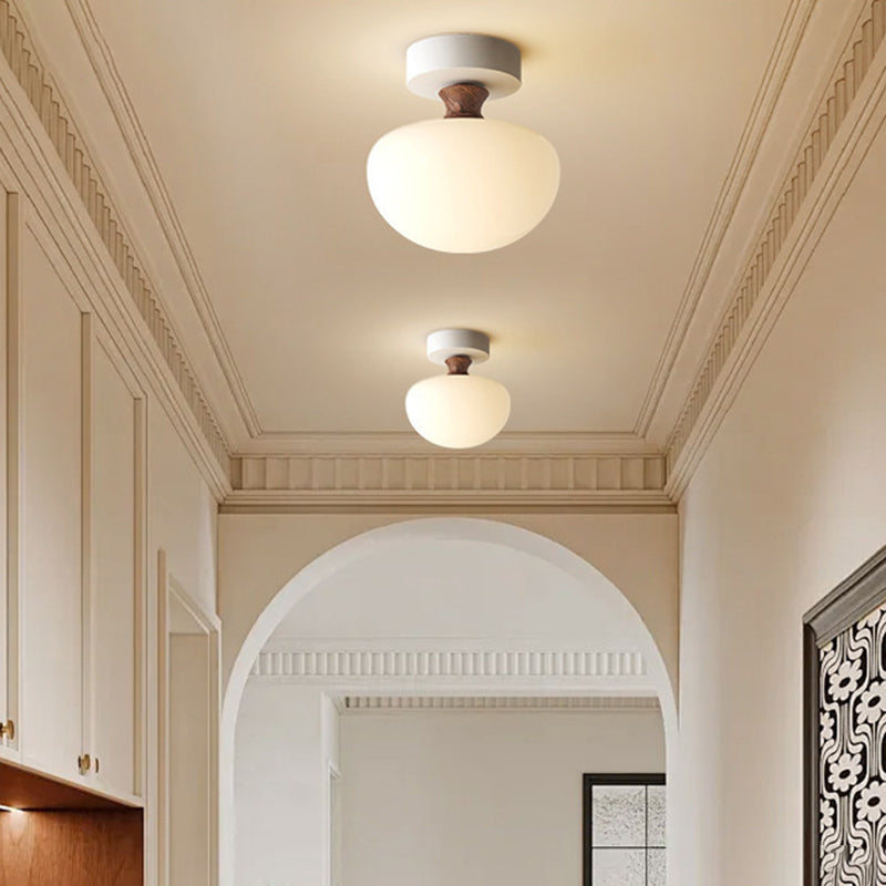French Glass Semicircle 1-Light Ceiling Light