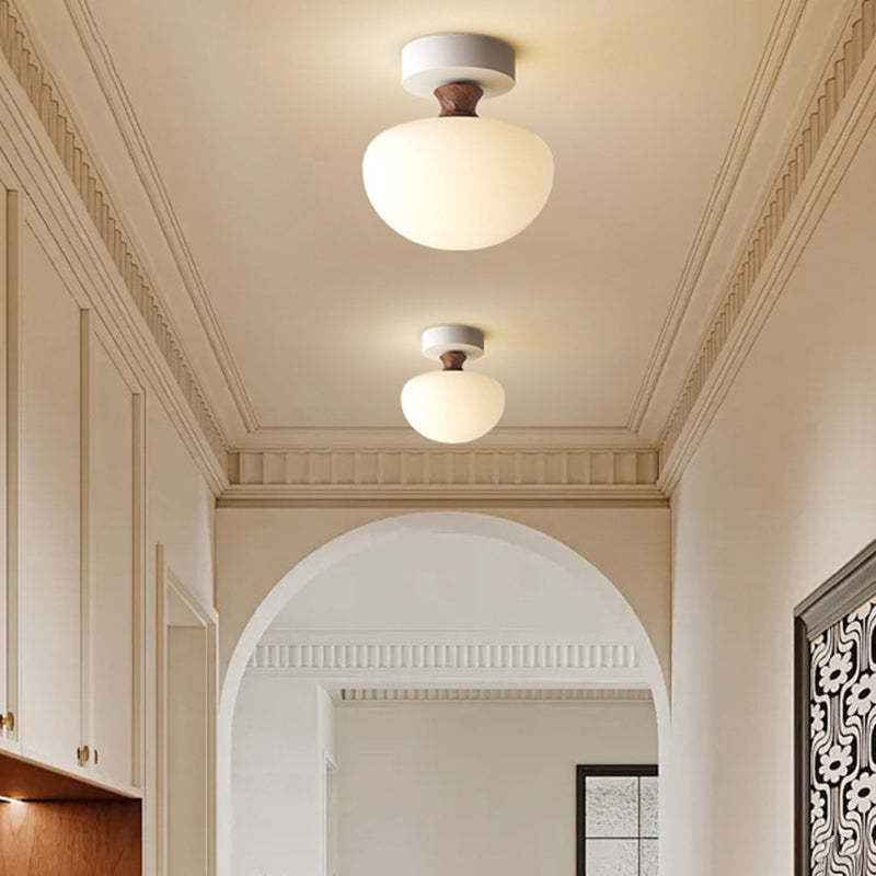 French Glass Semicircle 1-Light Ceiling Light