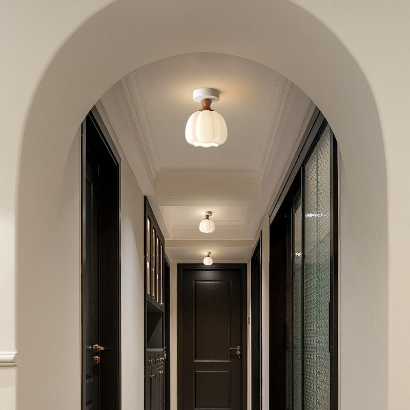 French Glass Semicircle 1-Light Ceiling Light