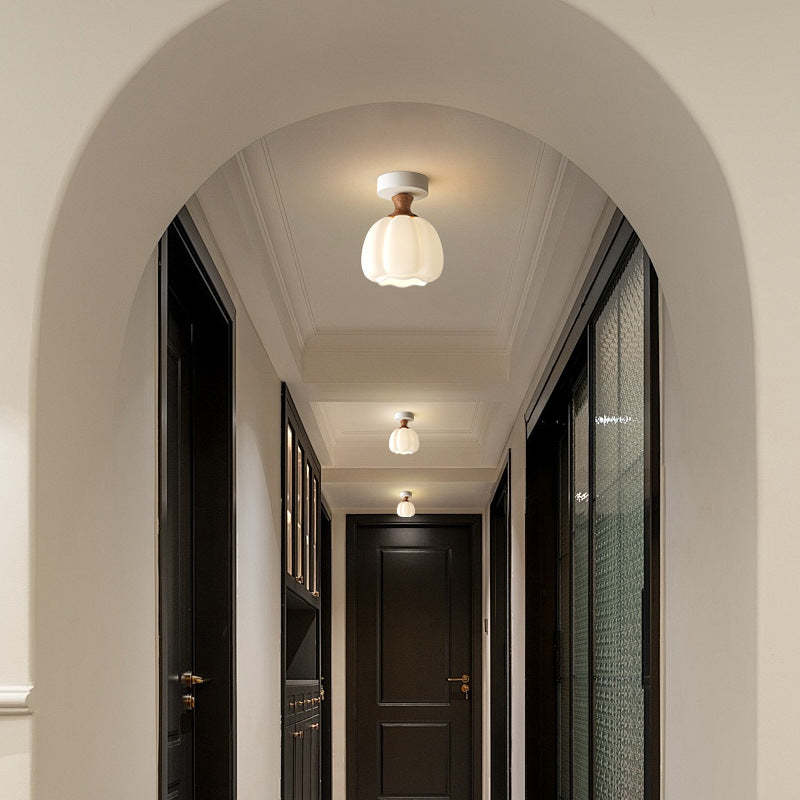 French Glass Semicircle 1-Light Ceiling Light