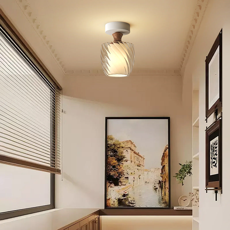 French Glass Semicircle 1-Light Ceiling Light
