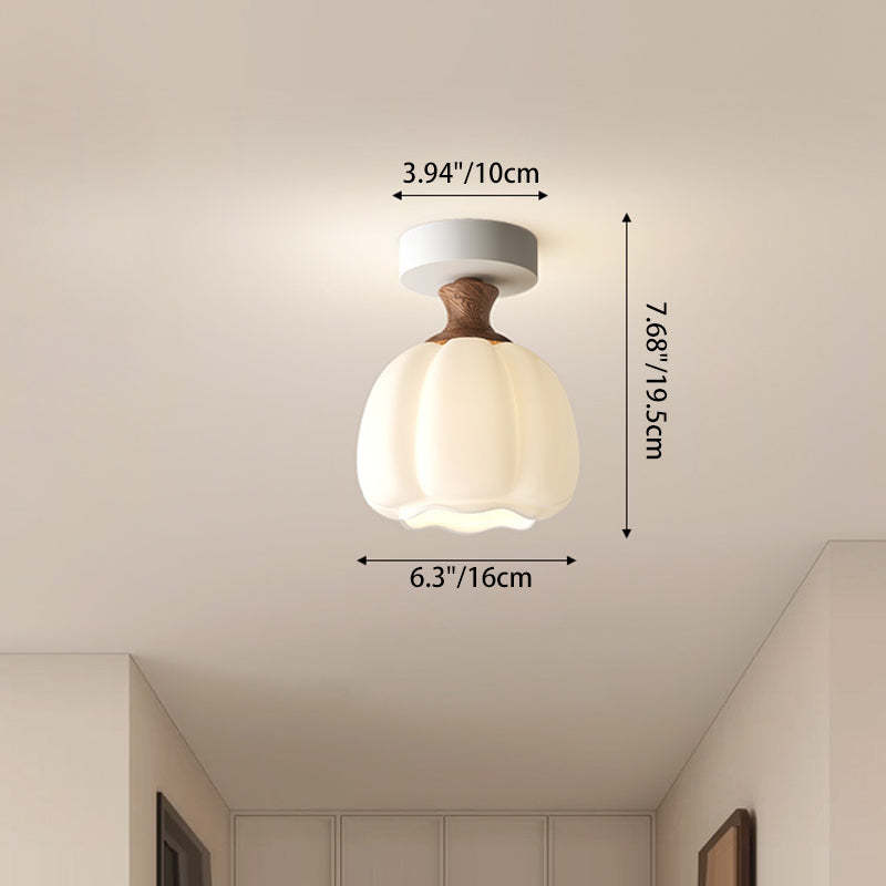 French Glass Semicircle 1-Light Ceiling Light