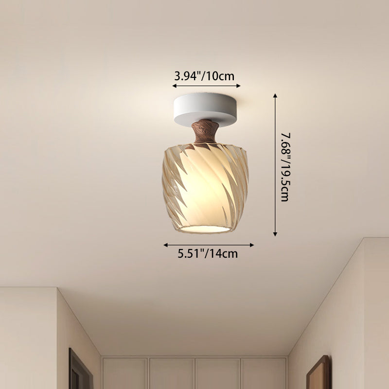 French Glass Semicircle 1-Light Ceiling Light