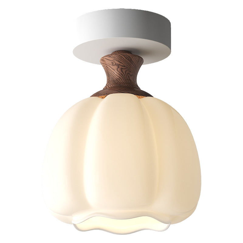 French Glass Semicircle 1-Light Ceiling Light