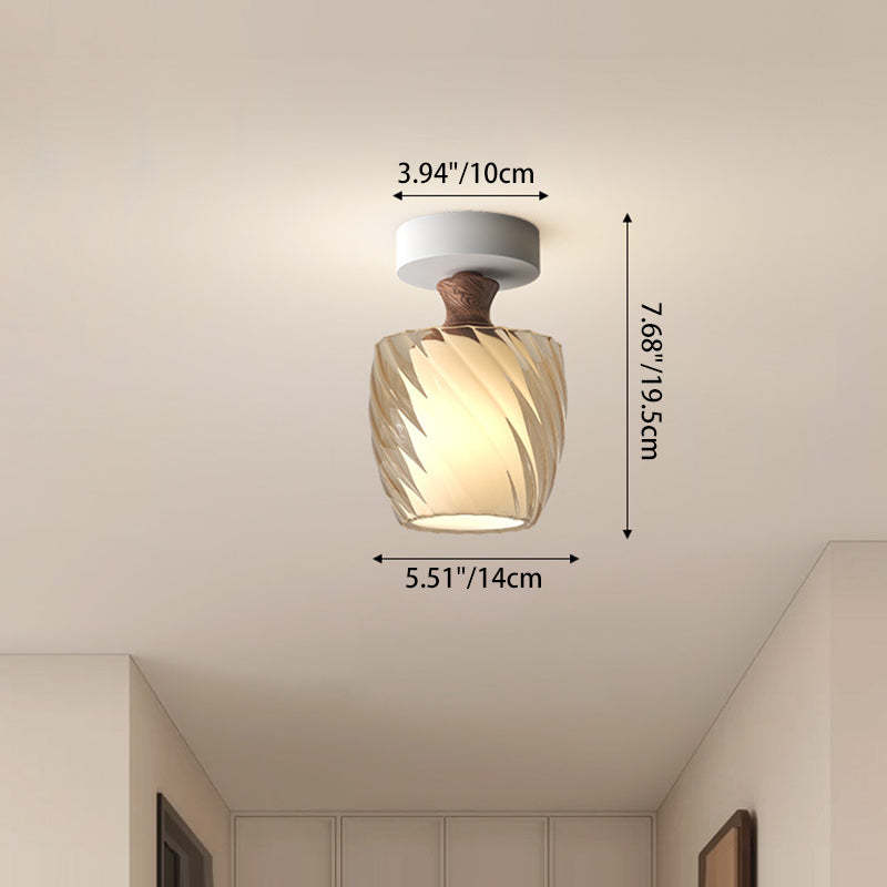 French Glass Semicircle 1-Light Ceiling Light