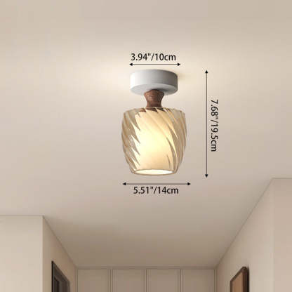 French Glass Semicircle 1-Light Ceiling Light