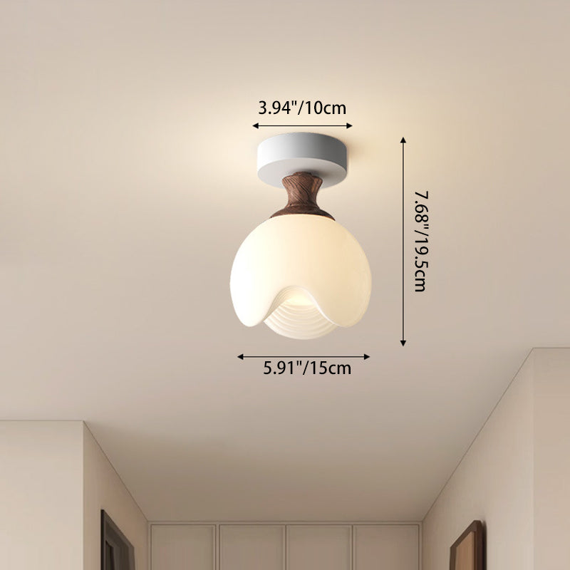French Glass Semicircle 1-Light Ceiling Light