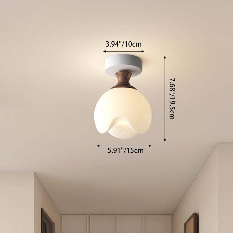 French Glass Semicircle 1-Light Ceiling Light