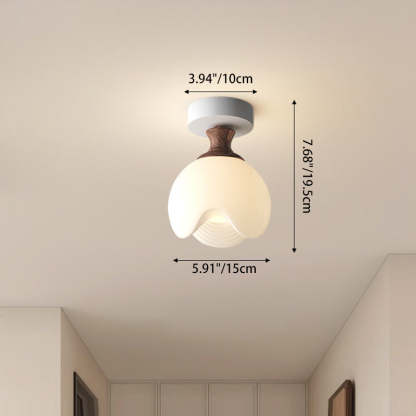 French Glass Semicircle 1-Light Ceiling Light