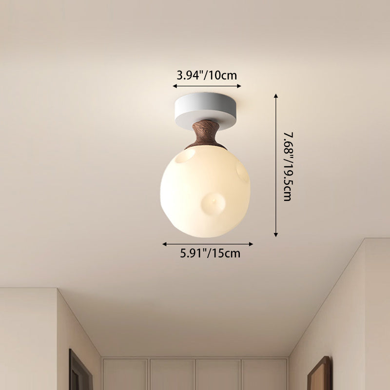 French Glass Semicircle 1-Light Ceiling Light