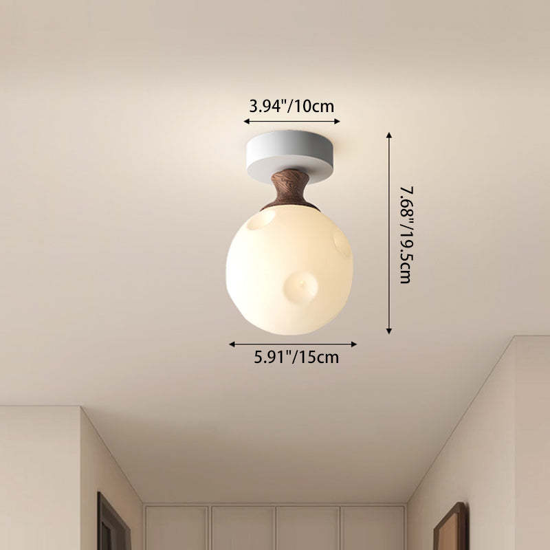 French Glass Semicircle 1-Light Ceiling Light