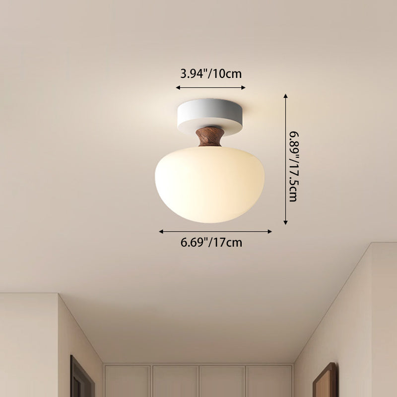 French Glass Semicircle 1-Light Ceiling Light