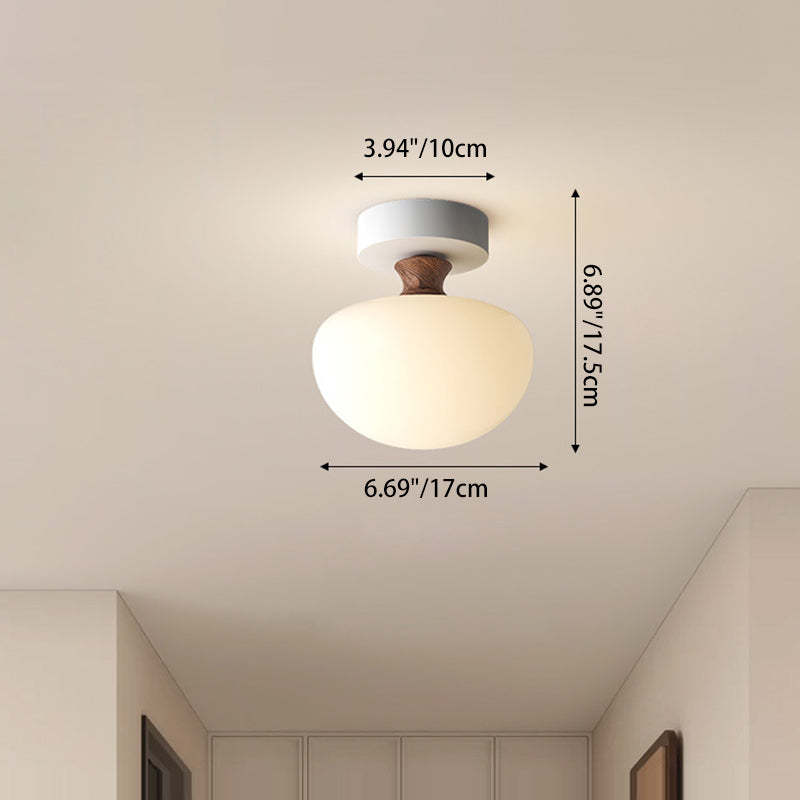 French Glass Semicircle 1-Light Ceiling Light
