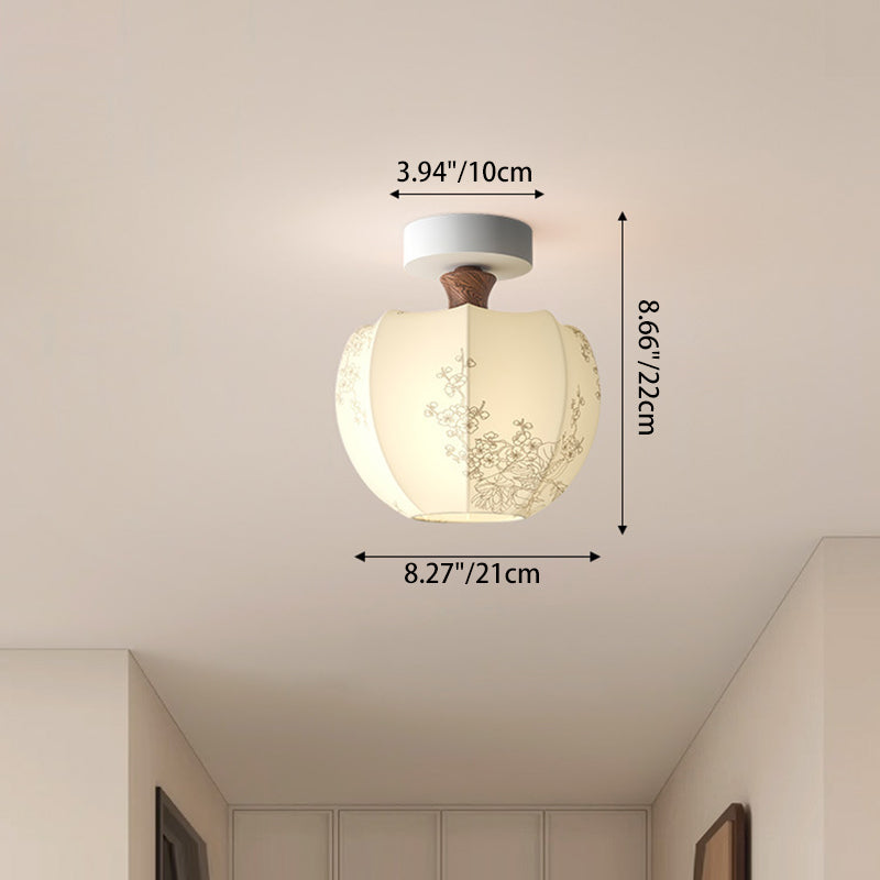 French Glass Semicircle 1-Light Ceiling Light
