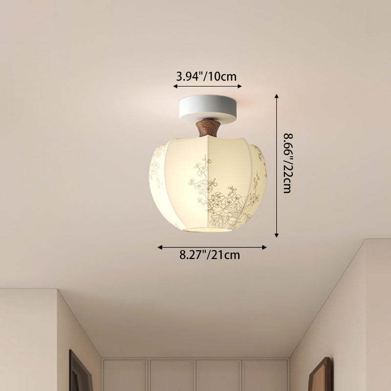 French Glass Semicircle 1-Light Ceiling Light