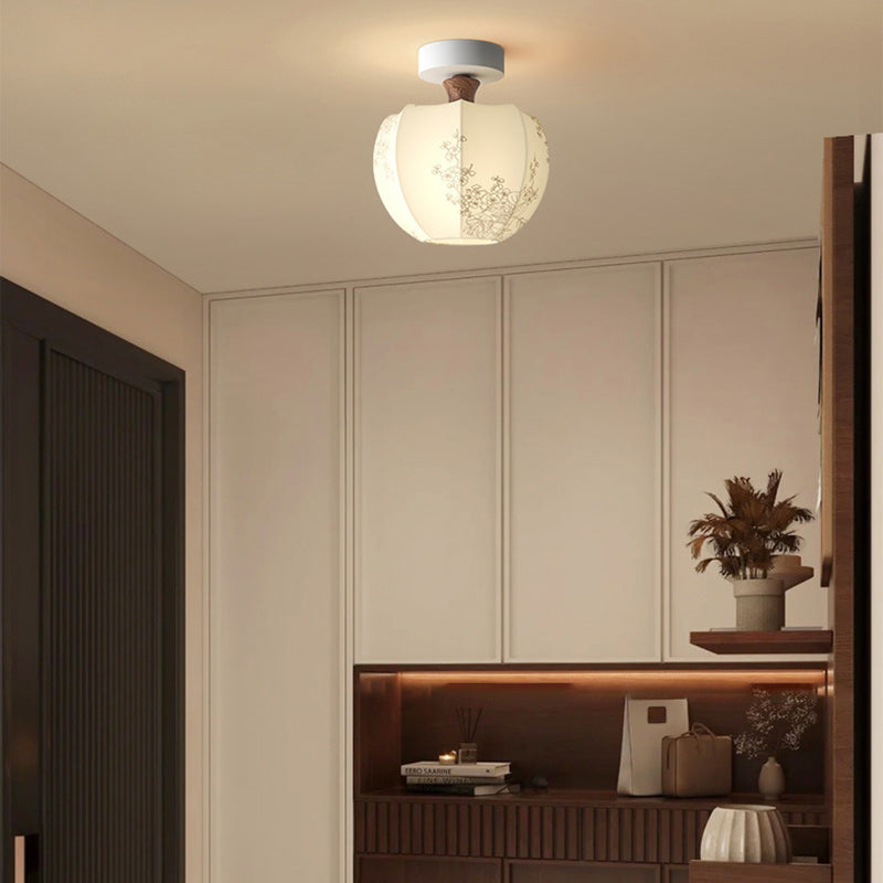 French Glass Semicircle 1-Light Ceiling Light